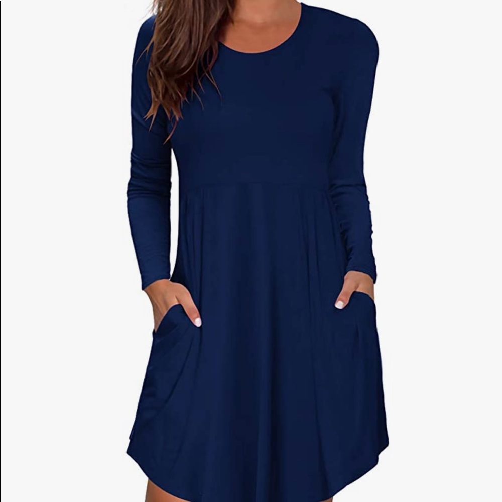 Navy Blue Long Sleeve Dress